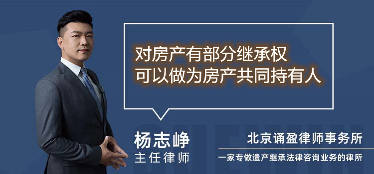 對房產(chǎn)有部分繼承權(quán)可以做為房產(chǎn)共同持有人